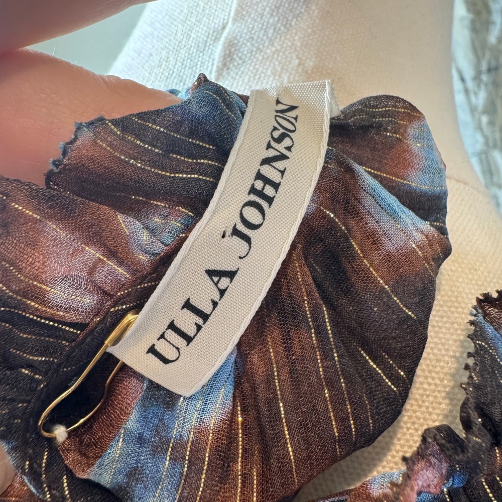 Ulla Johnson Marta Blouse Size 4 Twilight Prism Metallic Flutter Sleeve Silk NWT - Picture 11 of 12